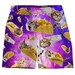 Tacos and Cats Purple Psychedelic All Over Graphic Print Drawstring Men's Shorts for Raves, Festivals, and Streetwear