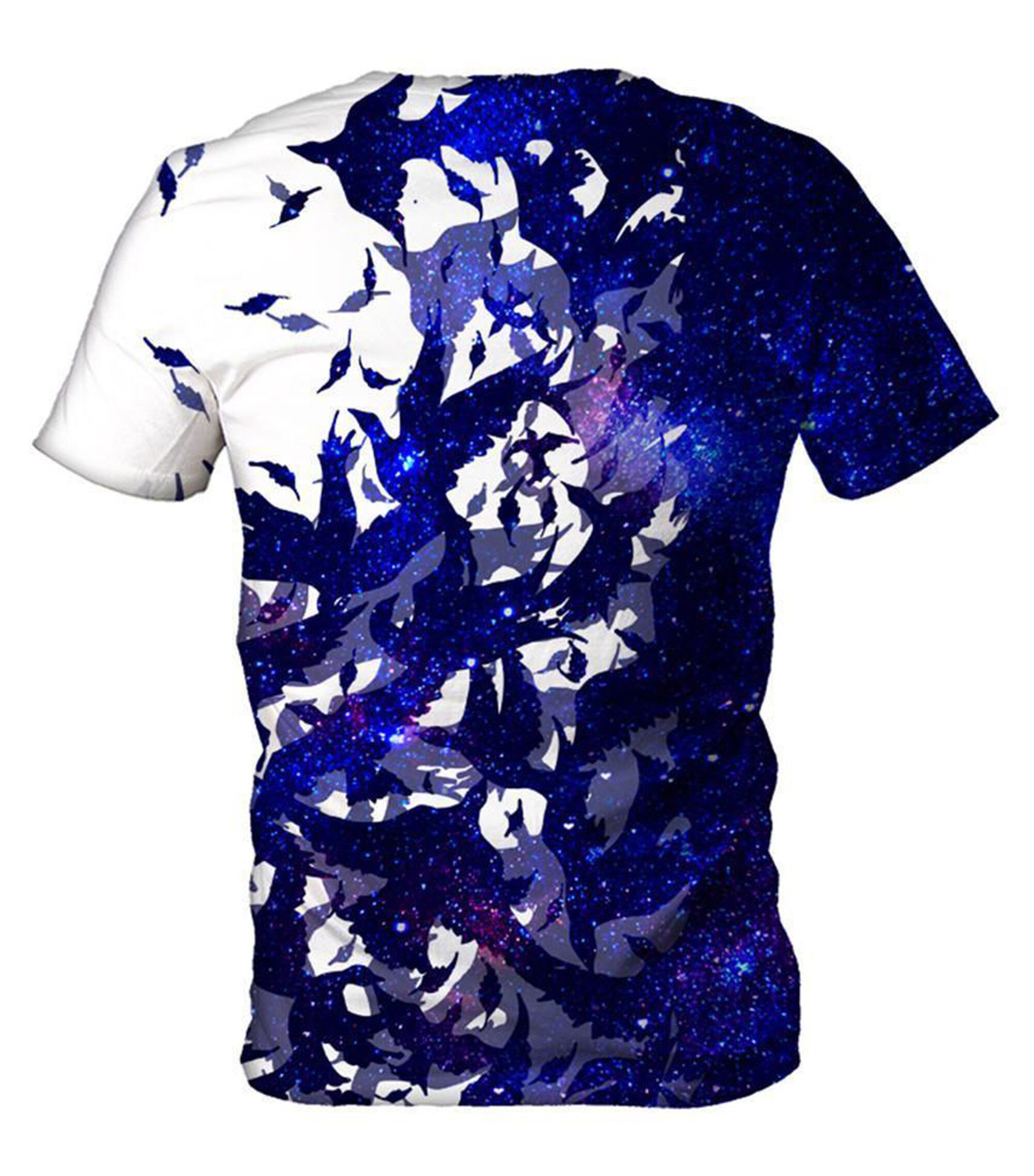 Space Birds Abstract Psychedelic Colorful Vibrant Animal 3D Graphic Print T-Shirt