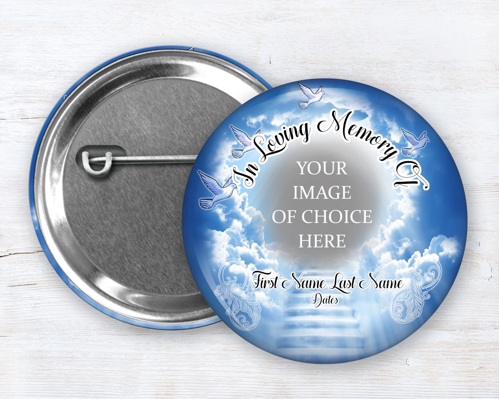Memorial Buttons In loving memory pins Etsy