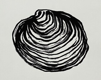 Beachcomber’s Find: a 8.5 x 11 hand-carved linocut print