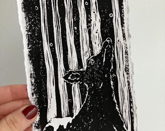 Winter Wonder: 4x6 limited edition handmade linocut print