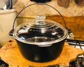 Vintage Wagner Ware Sidney O 5 QT Cast Iron Dutch Oven with Glass C8 Basting Lid