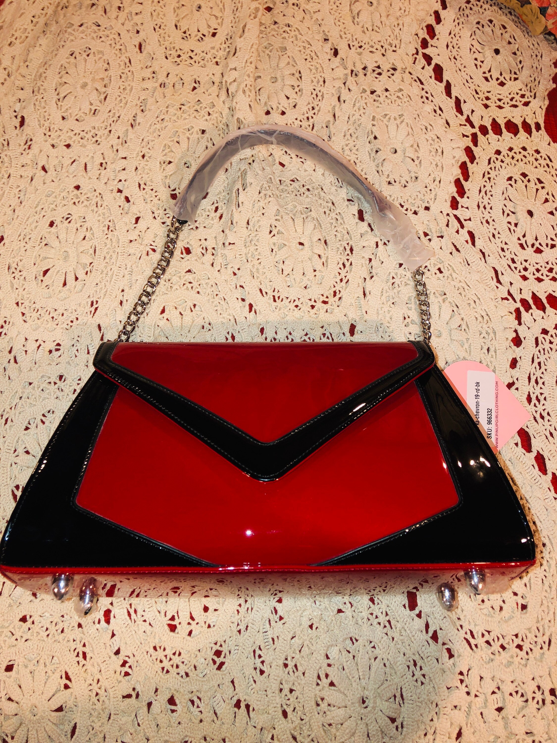 Pinup Couture Chevron Purse Handbag Red New Etsy