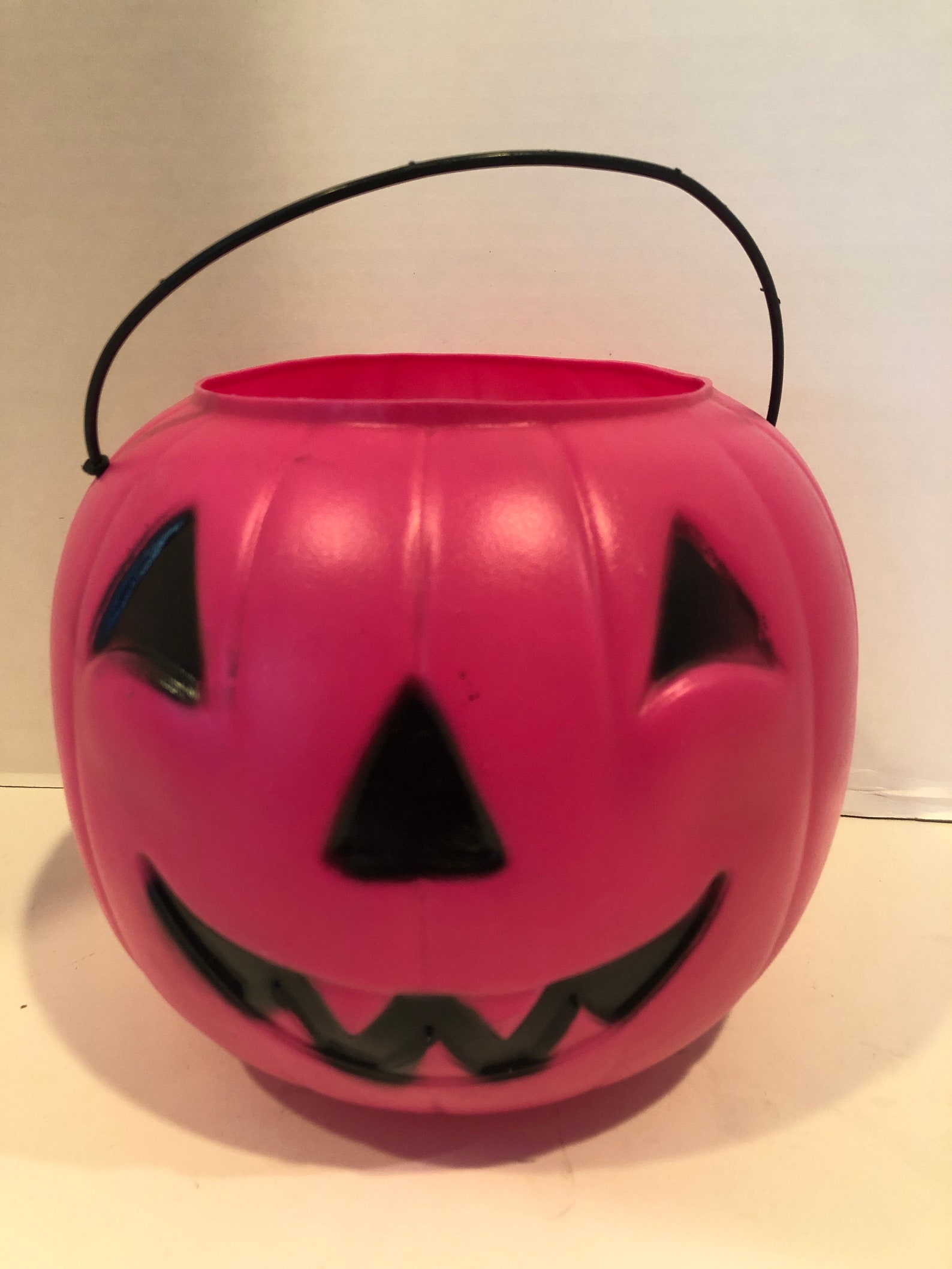 Blow Mold PINK Halloween pumpkin Pail treat bucket pail Etsy