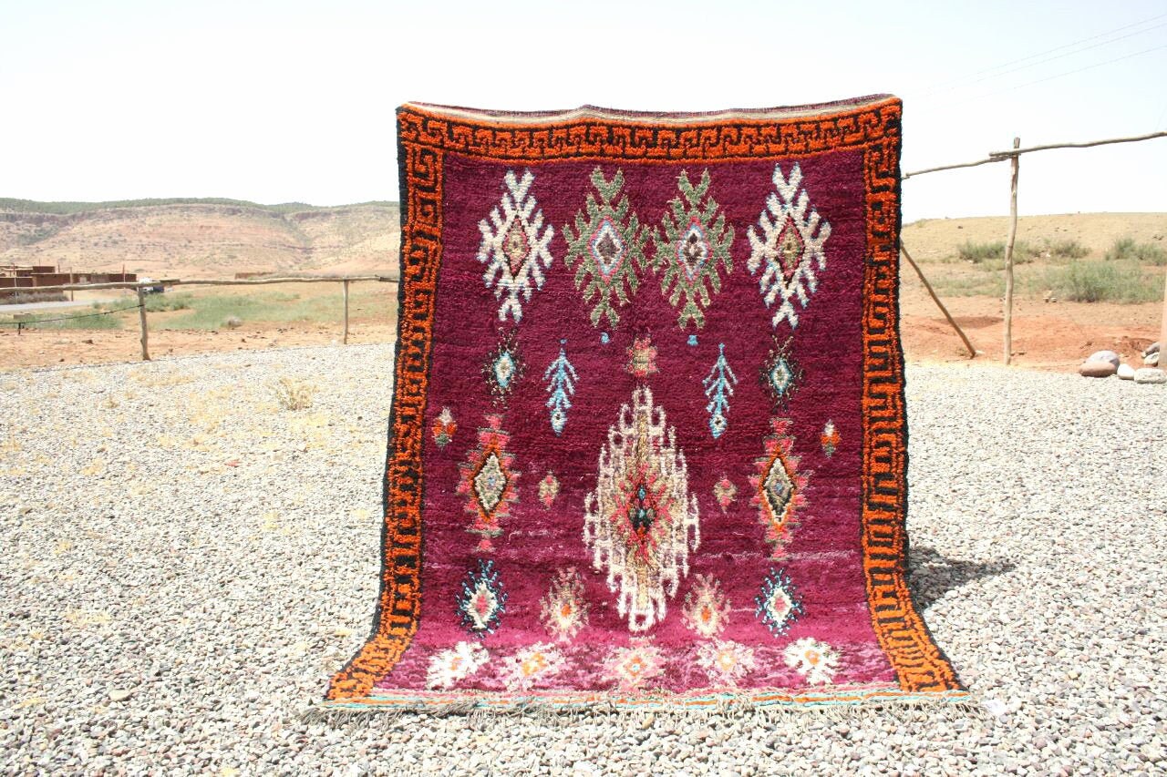 Tapis Boujaad Vintage, 8.20 X 6.23 Pieds, Tapis Marocain, Double Face, Berbère, Boho, Teppich, Orang