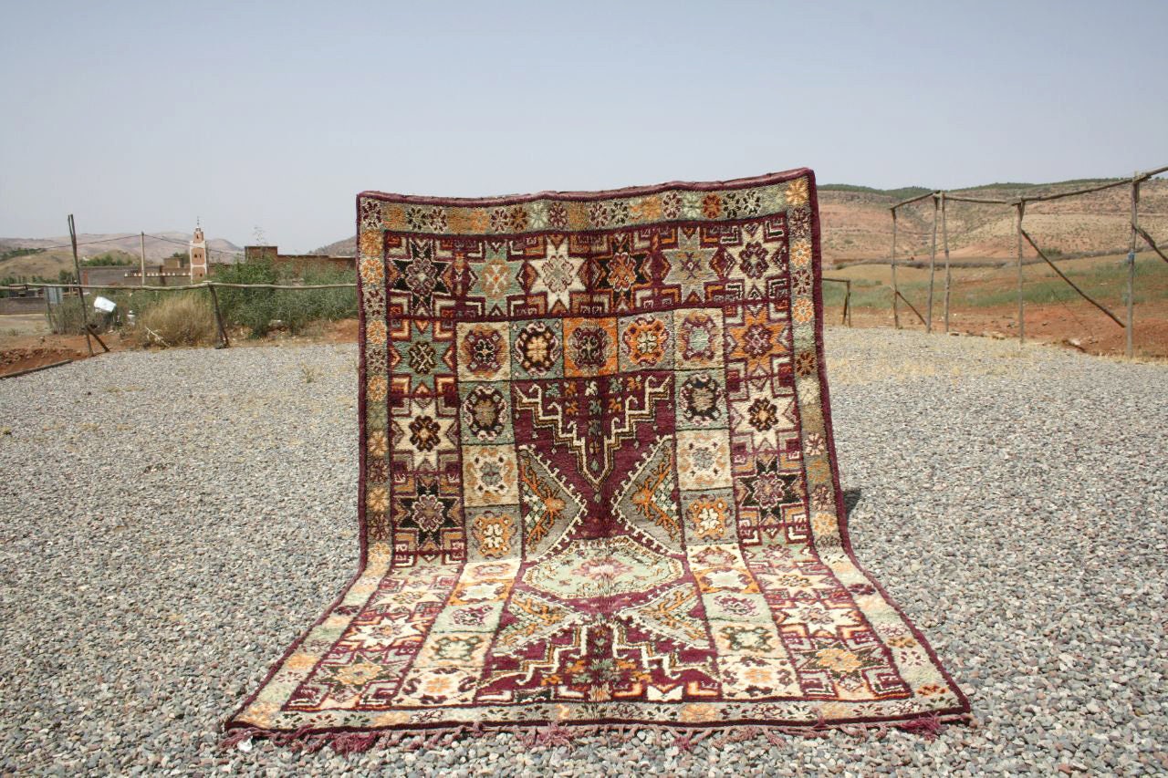 Tapis Boujaad Vintage, 11.22 X 7.25 Pieds, Tapis Marocain, Berbère, Boho, Tapis-Teppich, Bleu Violet