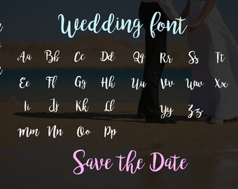 Wedding font svg, vector files dxf, svg, eps, jpg, png, pdf files for cutting machines, instant download