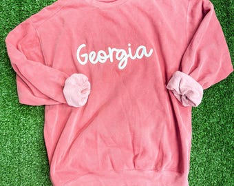 Georgia Sweatshirt | State Sweatshirt | College Sweatshirt | Embroidered College Crew Neck