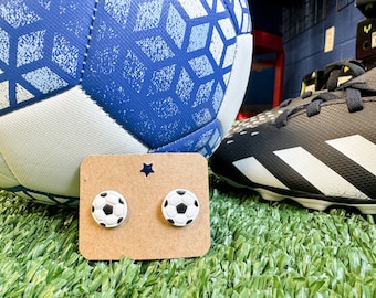 Soccer Ball Clay Earrings | Soccer Earrings | Polymer Clay | Soccer Studs | Soccer Stud Earrings | Soccer Mom | Soccer Mom Earrings
