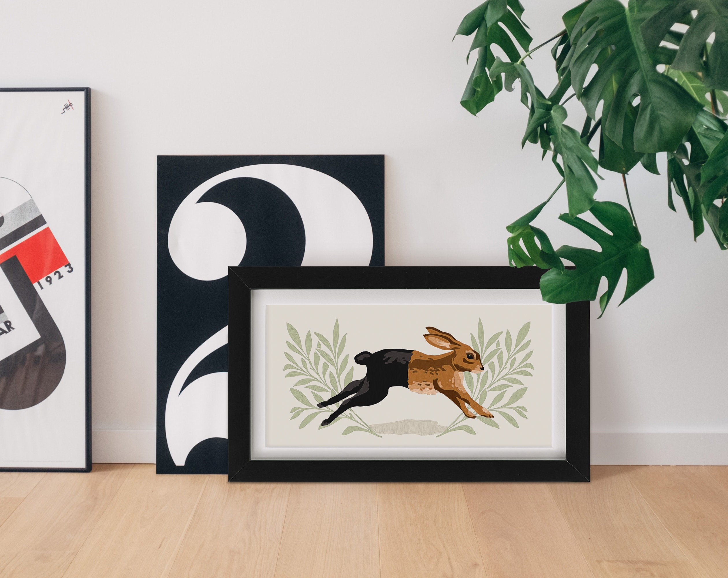 Running Hare Modern Paint by Numbers Kit Etsy