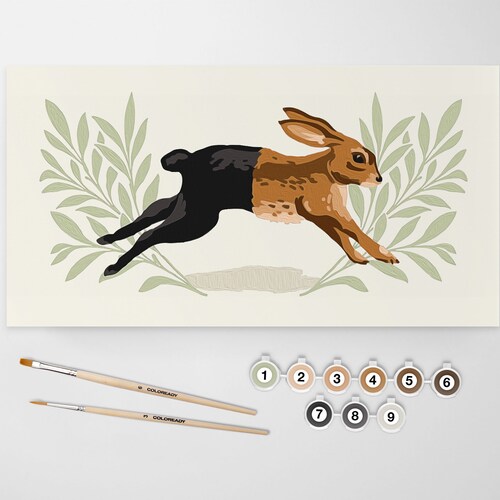 Running Hare Modern Paint by Numbers Kit Etsy