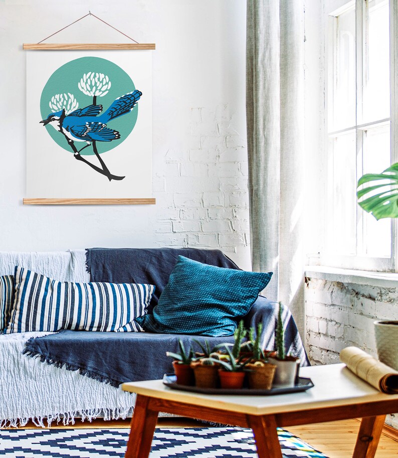 Teal Blue Jay Modern Paint by Numbers Kit Etsy