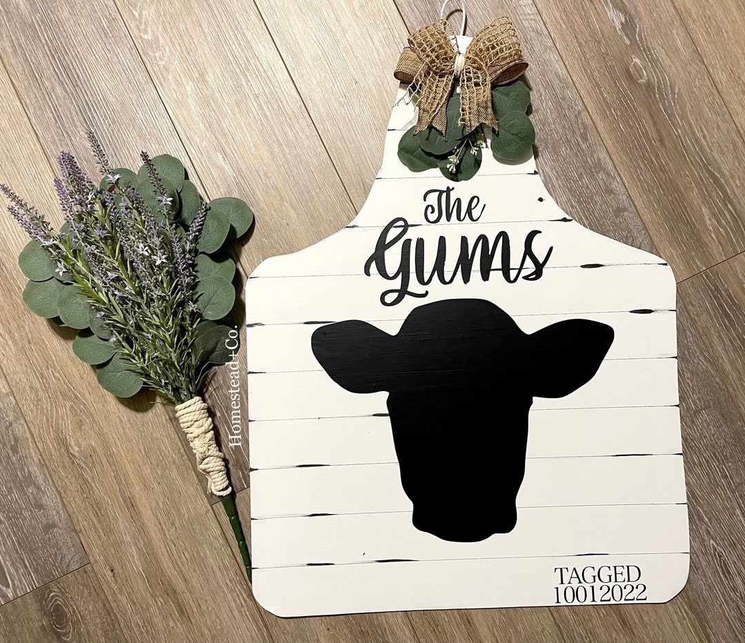 Large Western Farmhouse Decor Sign Large Cow Ear Tag for Decor or ...