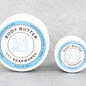 8 oz Ocean Breeze Body Butter, Hydrating Lotion, Shea Butter and Aloe, Natural Skincare image 1