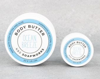 8 oz Ocean Breeze Body Butter, Hydrating Lotion, Shea Butter and Aloe, Natural Skincare