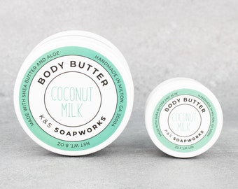 2 oz Coconut Milk Body Butter, Hydrating Lotion, Shea Butter and Aloe, Natural Skincare
