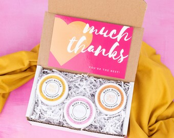 Body Butter Thank You Gift Set, Choose 3 Scents, Hug in a Box, Self Care, Lotion, Teacher Gift, Friend Gift, Coworker Gift
