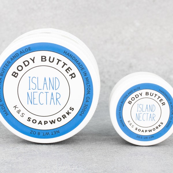 2 oz Island Nectar Body Butter, Hydrating Lotion, Shea Butter and Aloe, Natural Skincare