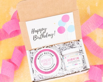 Birthday Gift Box, Spa Gift Set, Body Butter, Sugar Scrub, Hug in a Box, Gift for Her, Ready to Gift