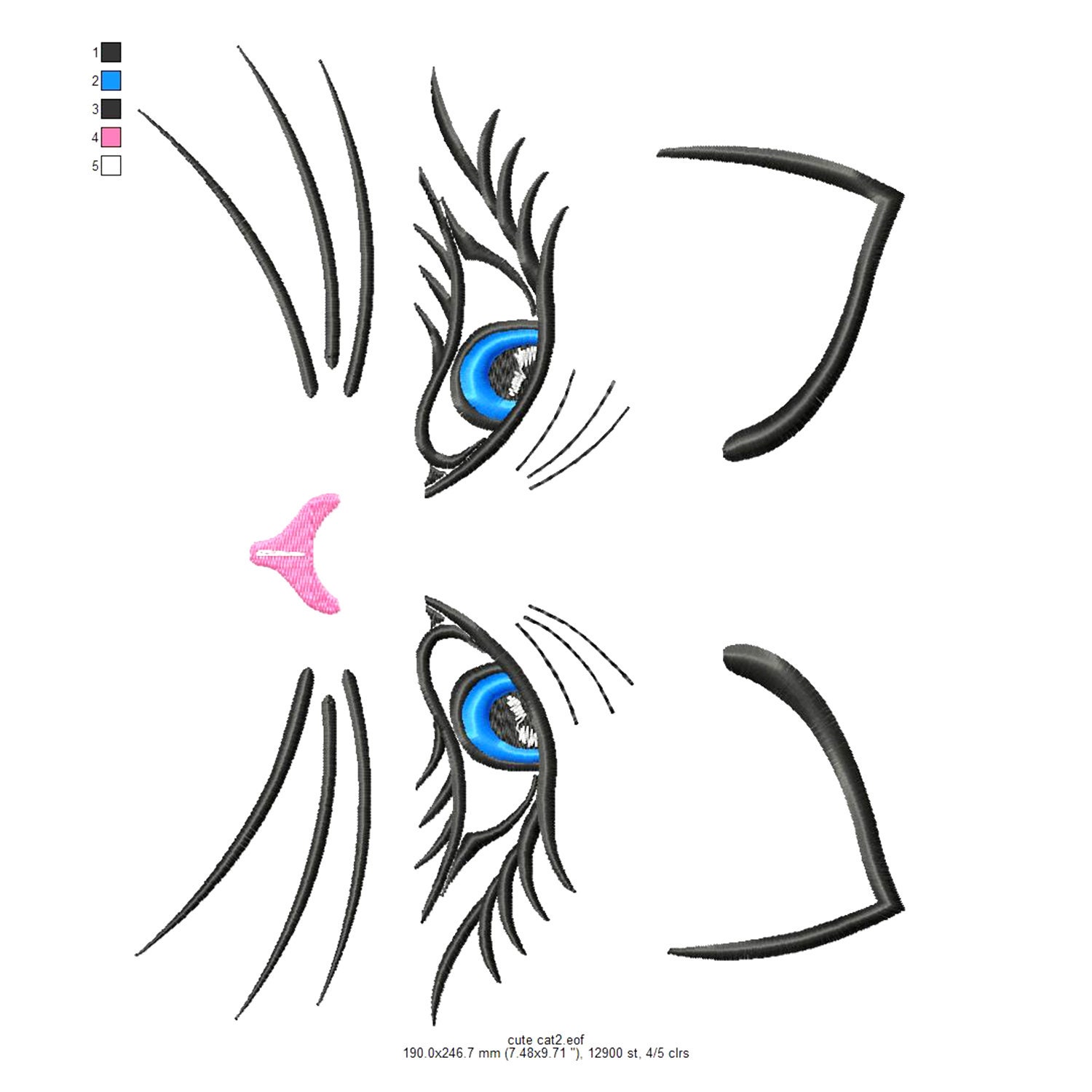 Cat Face Embroidery Design 2 Sizes Digitized Machine Etsy