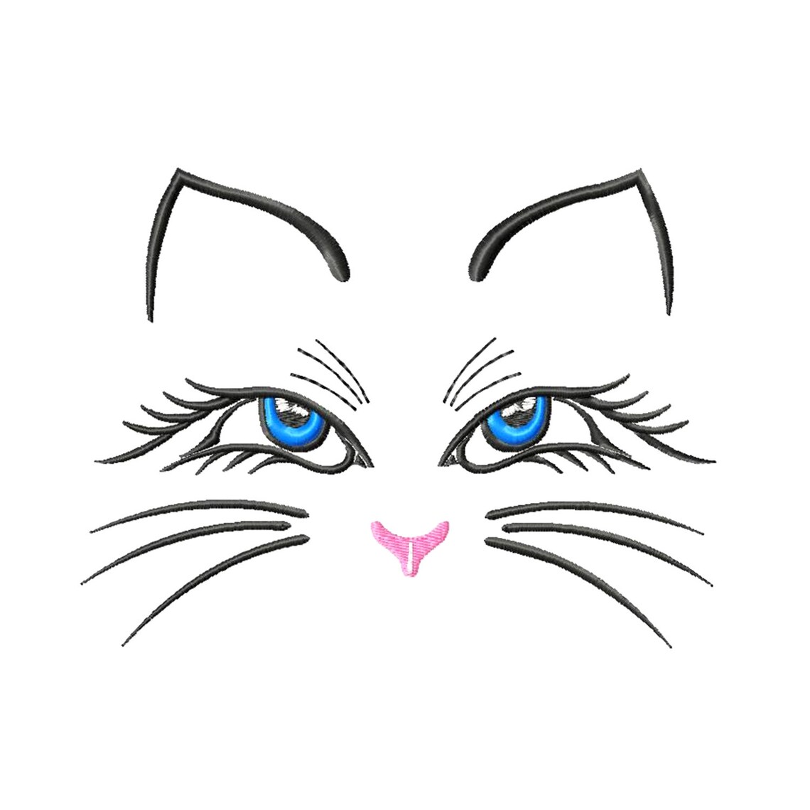 Cat face embroidery design 2 sizes digitized machine Etsy