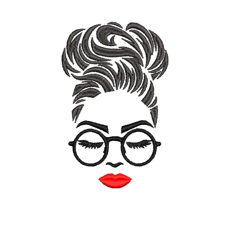 Girl With Glasses Embroidery Design Machine Etsy