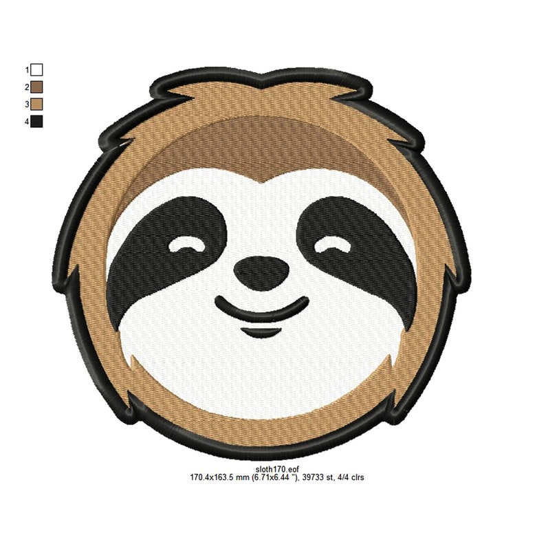 Sloth embroidery design Sloth patch embroidery pattern | Etsy