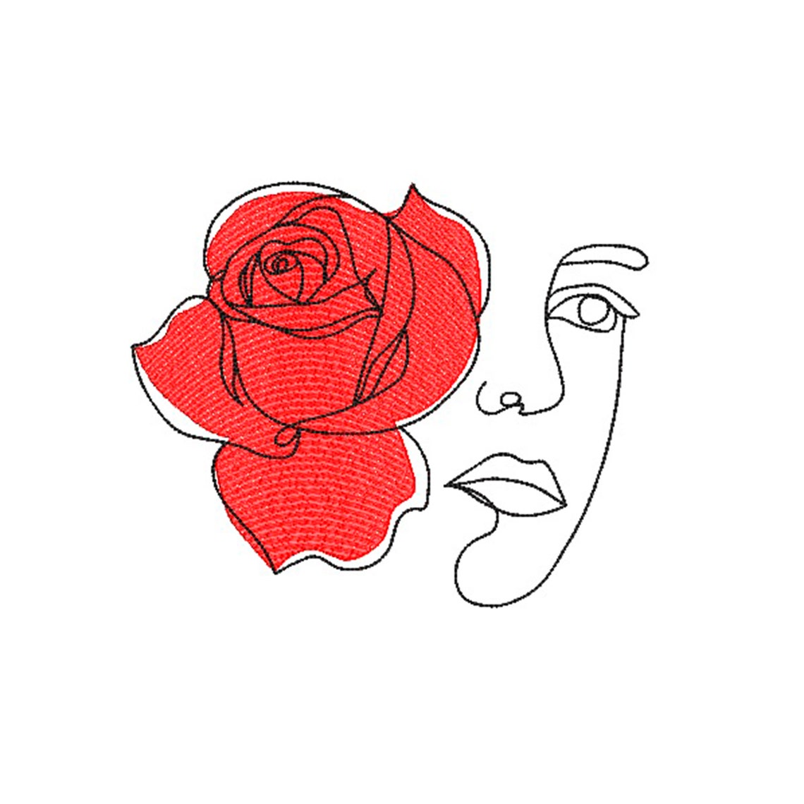 Woman with rose embroidery designembroidery pattern face  etsy Woman with rose embroidery designembroidery pattern face  etsy