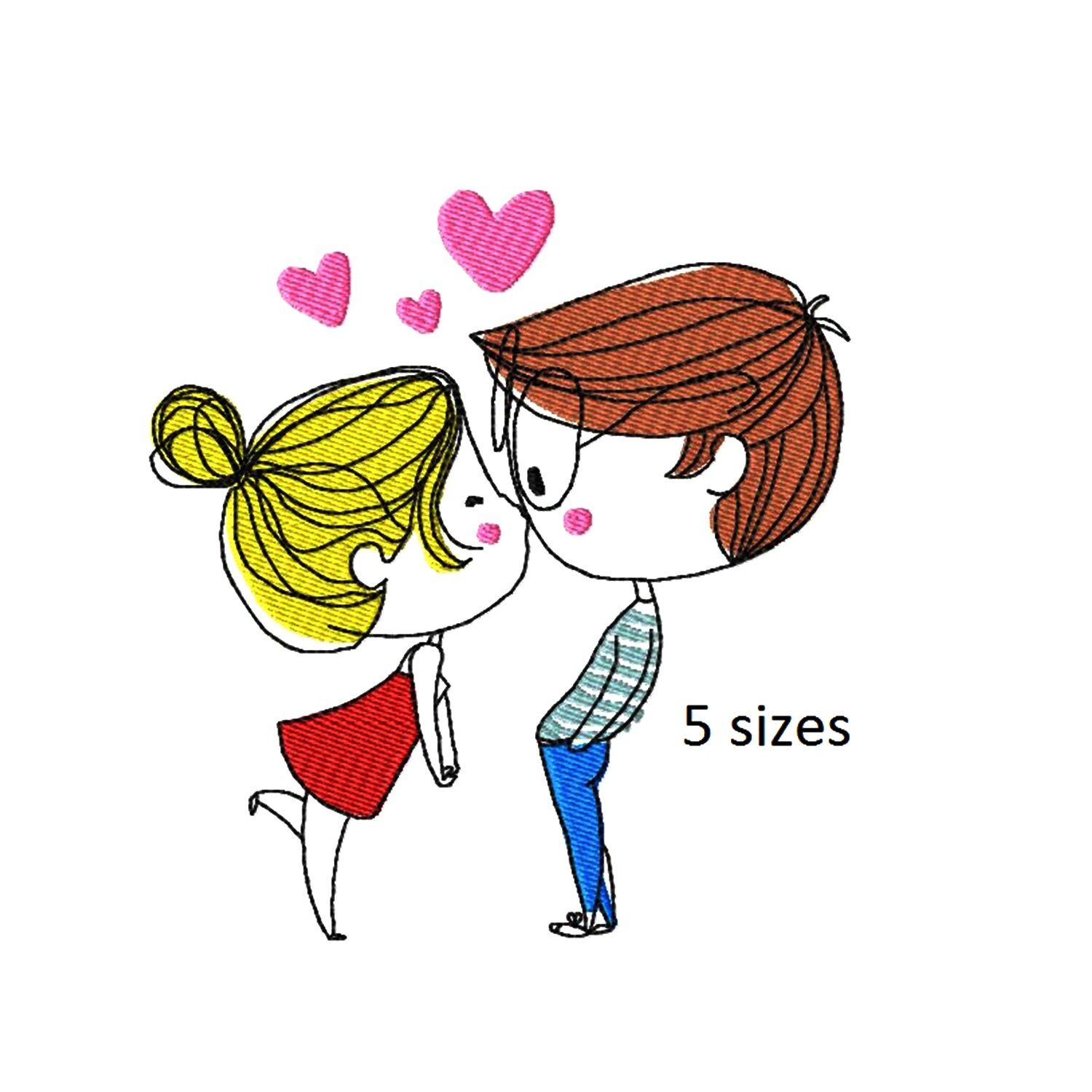 Cute Couple With Kiss Machine Embroidery Design Love Etsy Cute Couple With Kiss Machine Embroidery Design Love Etsy