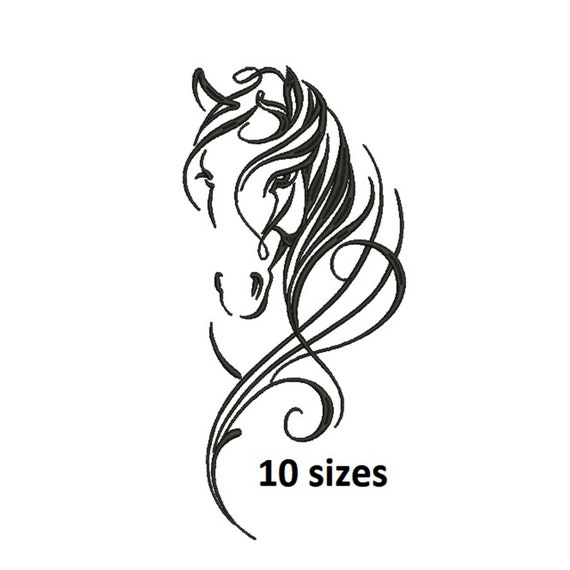 Pferdekopf Silhouette Maschinenstickerei Designfeenpferd Etsy