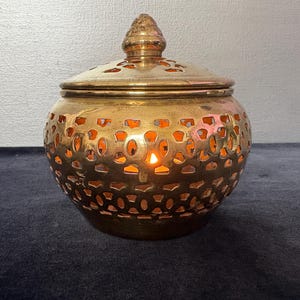 vintage brass potpourri pot or incense burner