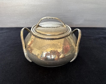 Antique WJ Myatt and co Arts & Crafts biscuit barrel, silver Art Nouveau lidded pot