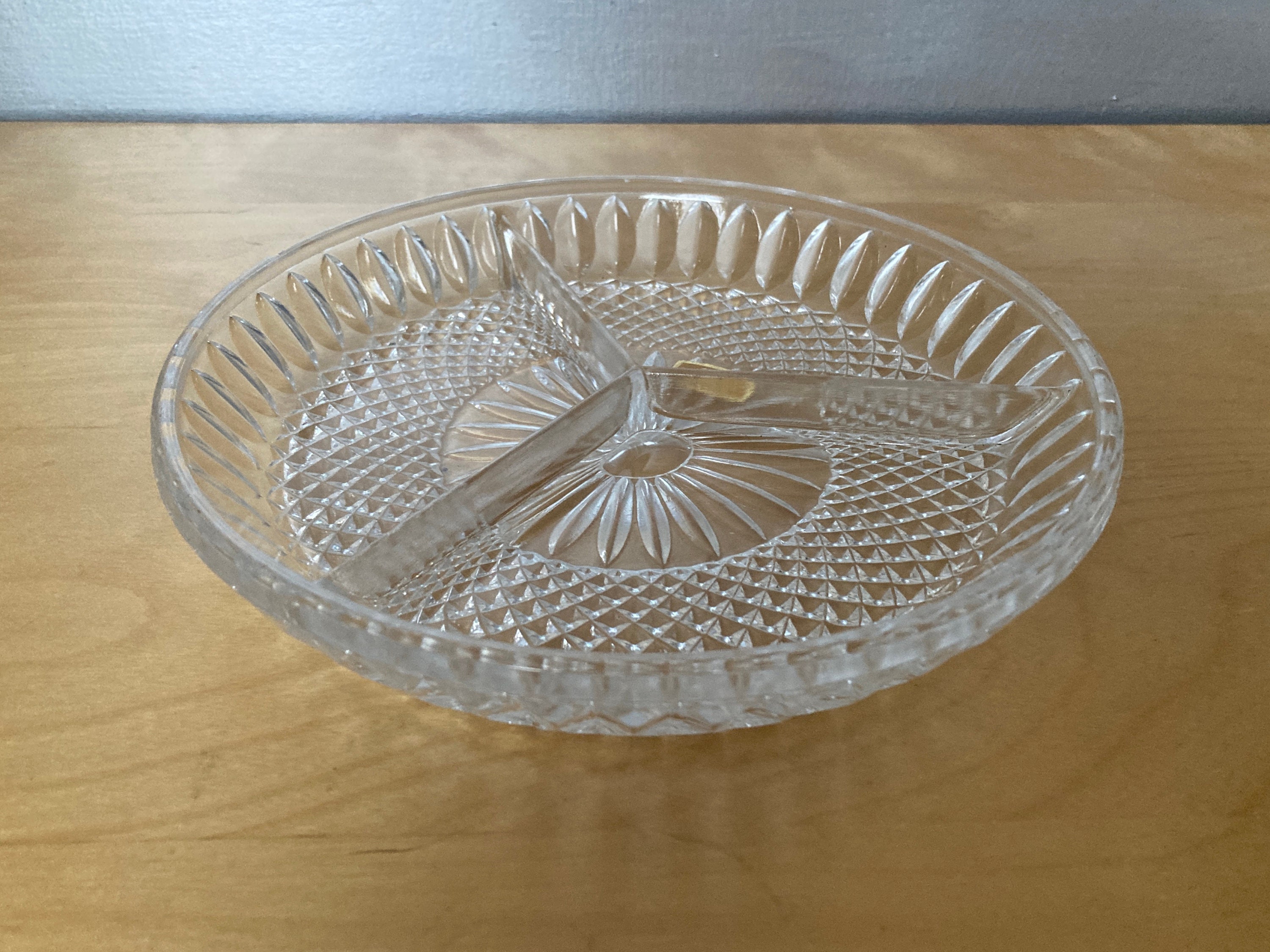 Crystal Glass Serving Dish Buffet Dish Party Bowl Sectioned Etsy UK