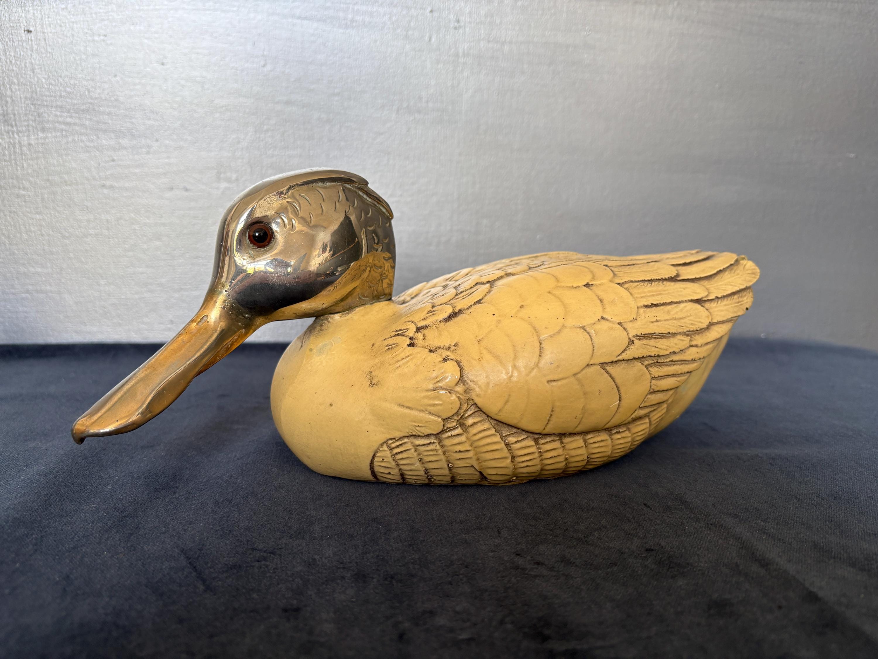 Vintage Italian Duck Family by Elli Malevolti , Resin, Brass