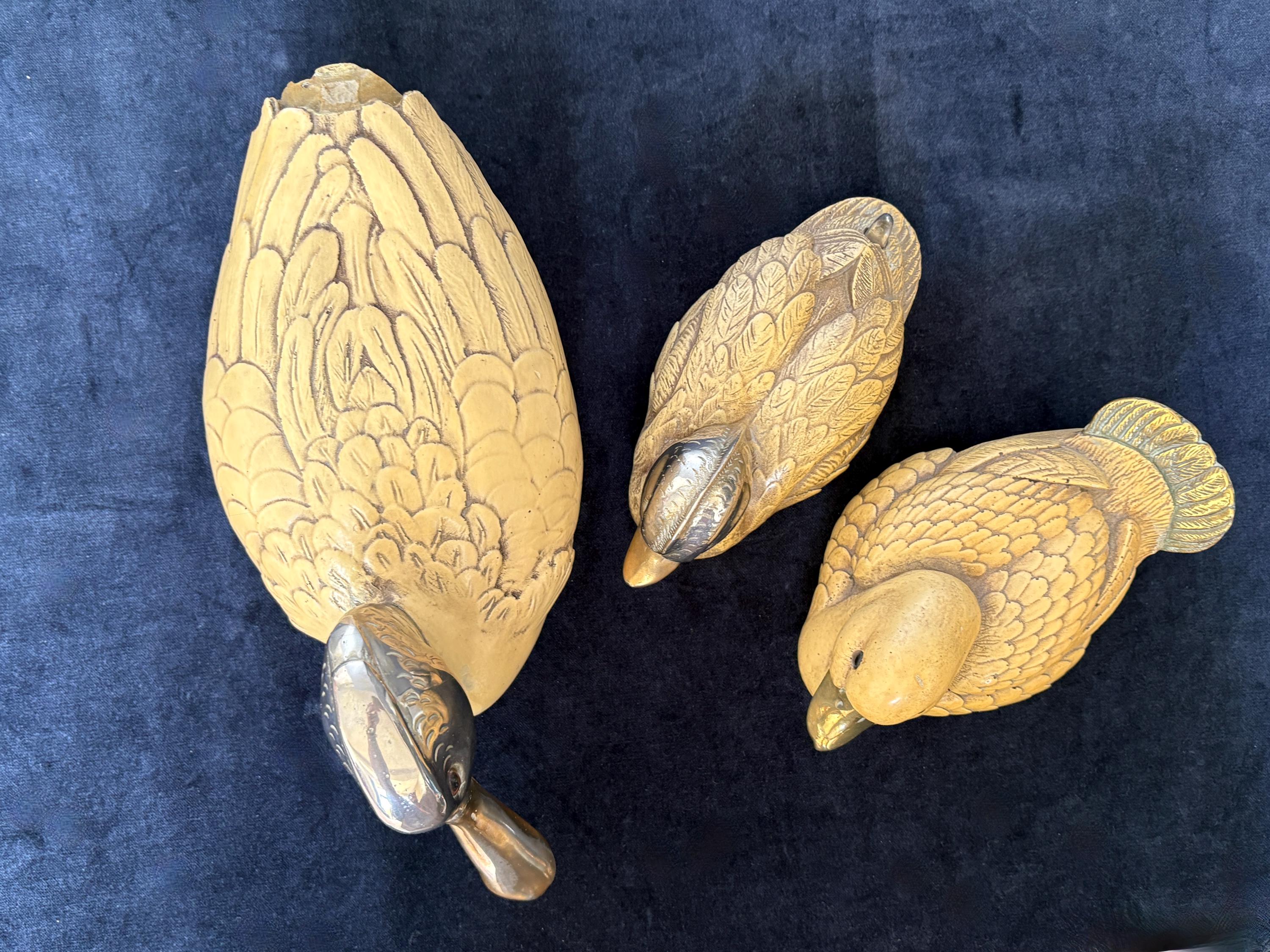 Vintage Italian Duck Family by Elli Malevolti , Resin, Brass
