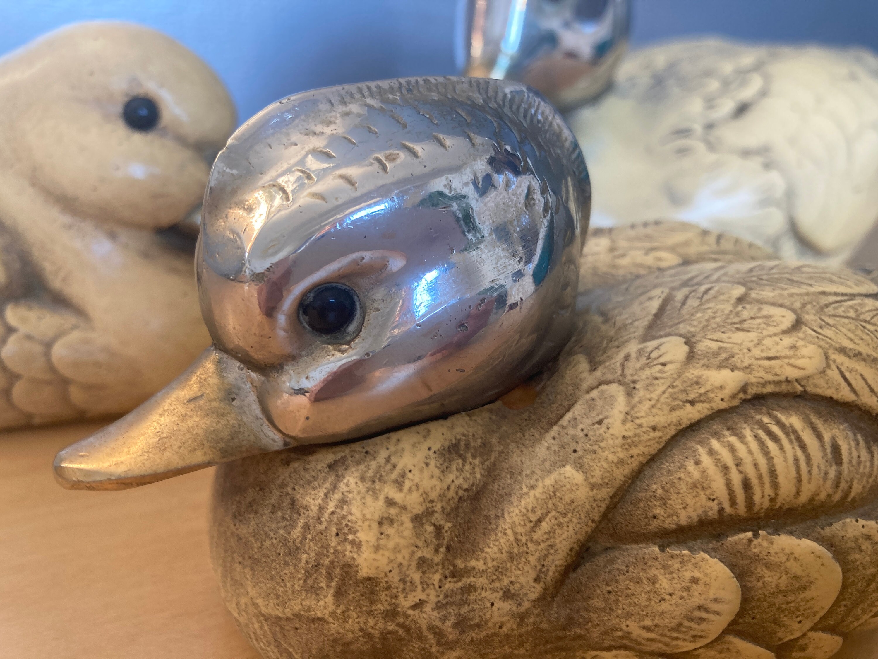Elli Malevolti Duck Family Ornament: Resin, Brass & Silver Plated
