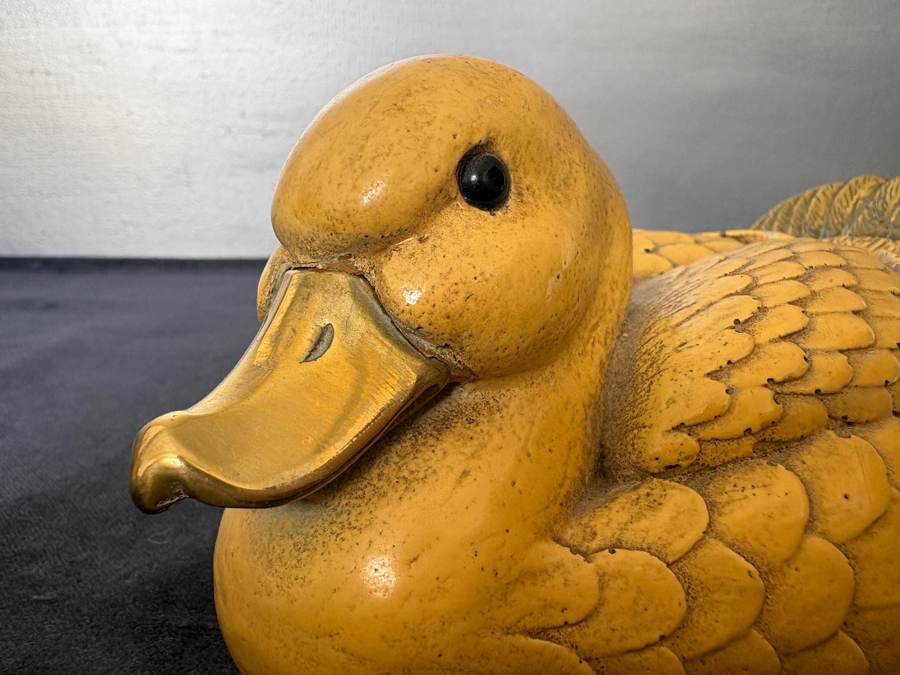 Vintage Italian Duck Family by Elli Malevolti , Resin, Brass