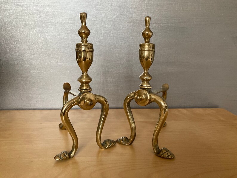 Victorian Brass Fire Dogs Brass Andirons Brass Door Stop Etsy UK