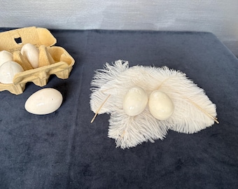 A Pair of Eltex ceramic eggs, broody hen eggs, kitchencore