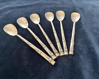 6 vintage gold tone sundae spoons