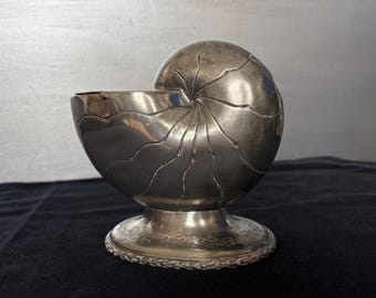 Late 19th c silver plated nautilus shell spoon warmer by Atkin Brothers