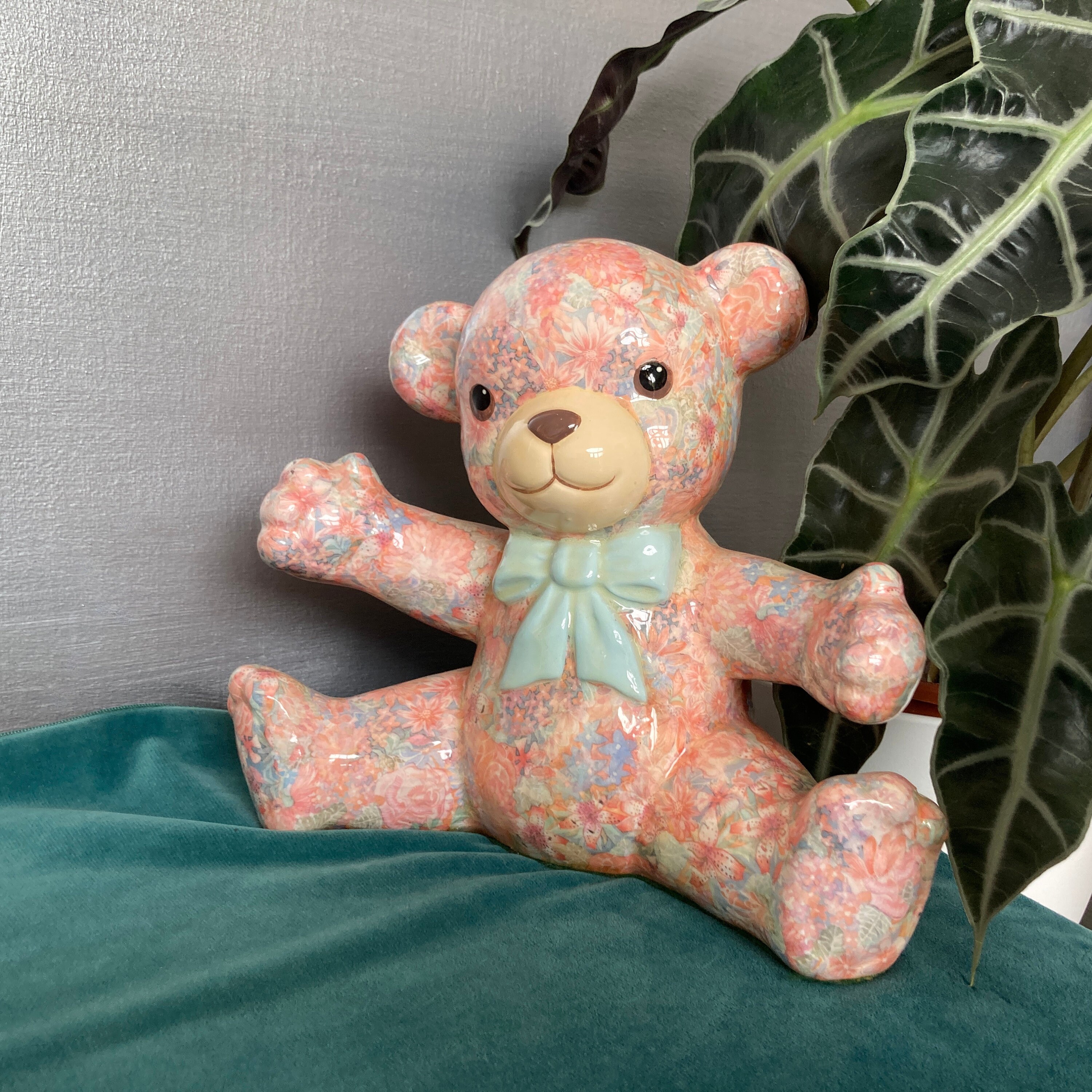 Large Floral Decoupage Ceramic Teddy Bear - Global Studios