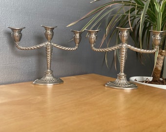 Pair smaller sized silver plate candelabra made 1968