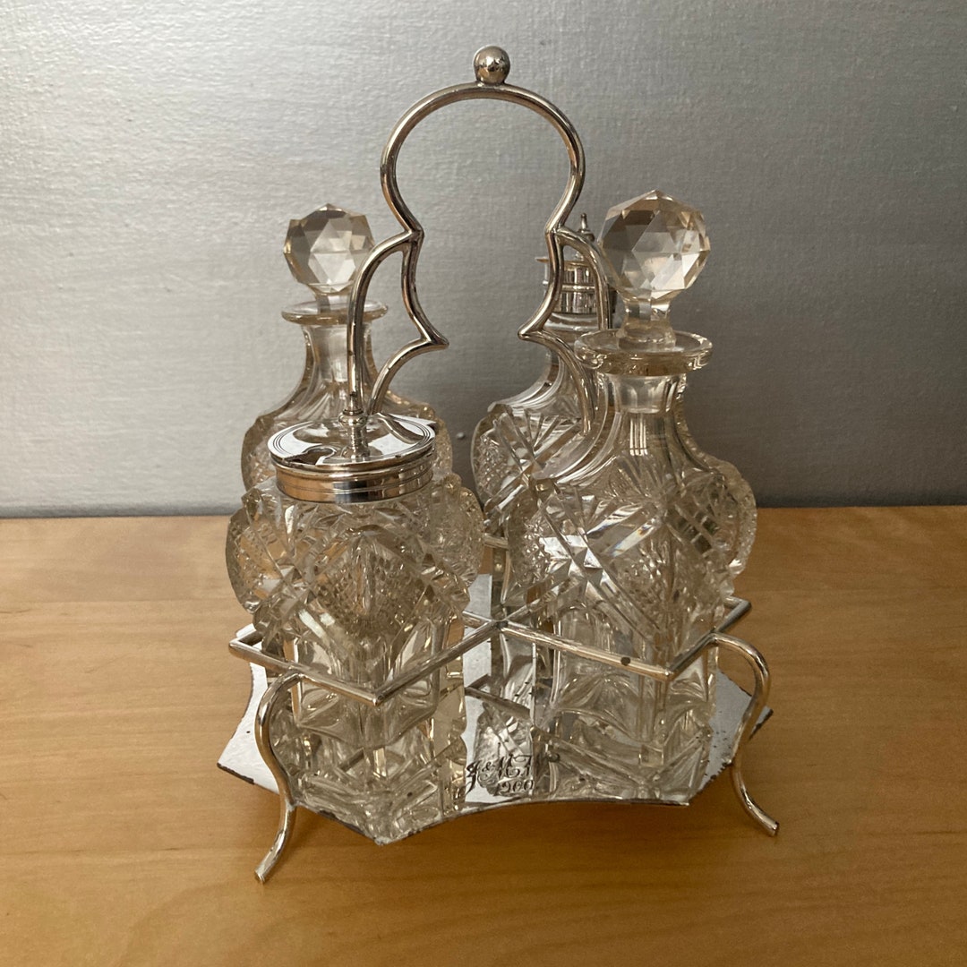 Antique Silver and Cut Glass Cruet Set Elkington & Co Cruet Etsy UK