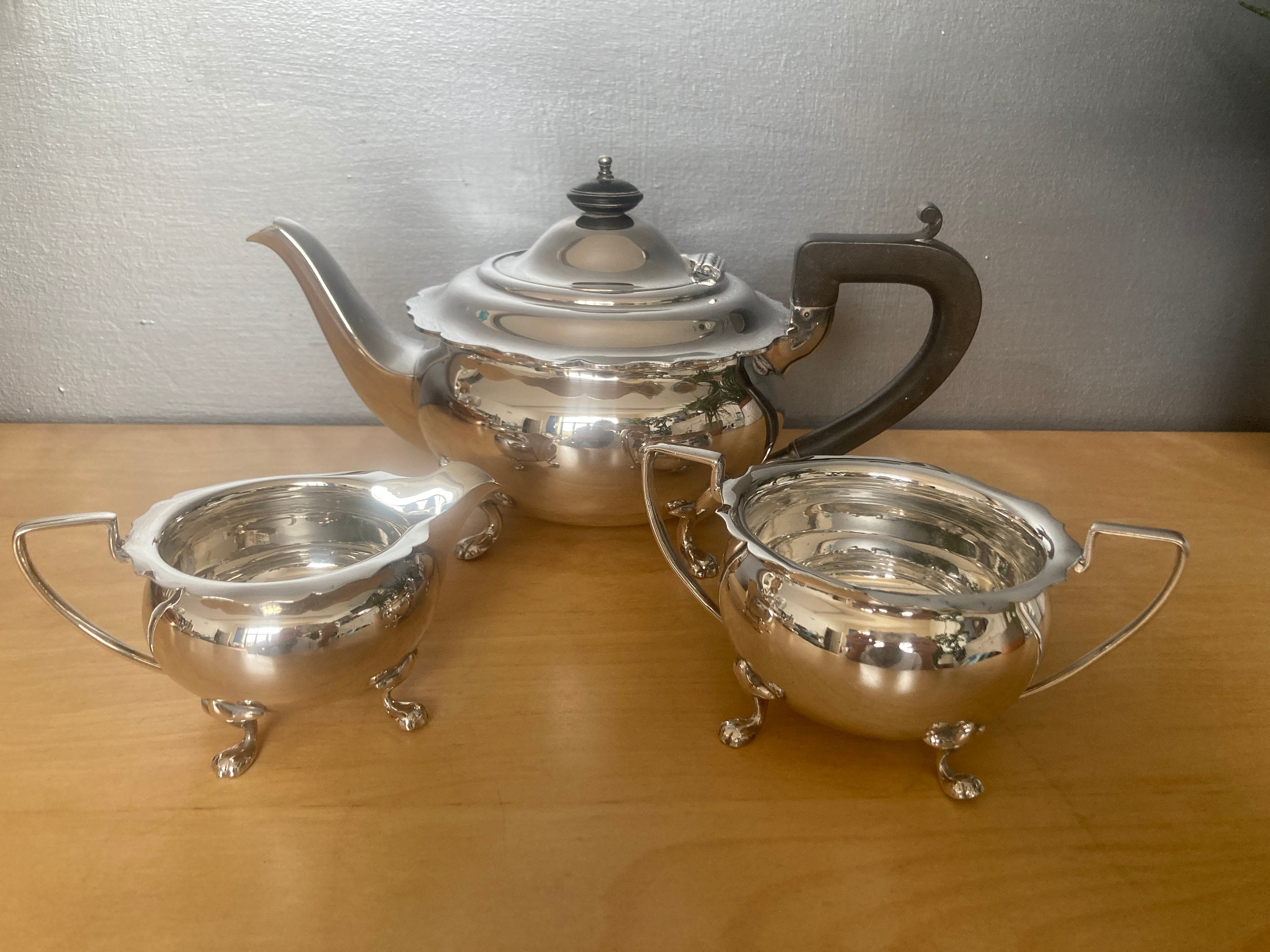 Silver teapot set, Mappin Webb silver plate teapot set, Art Deco silver  teapot set