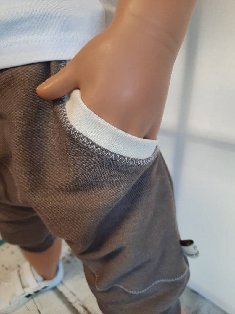 3/4 Pumphose hellbraun meliert und weitere Farben mit großer Tasche Kinderhose Jogger Hose Bild 6