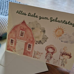 Geburtstagskarte Kindergeburtstagskarte Grußkarte Klappkarte zum Geburtstag little Farm