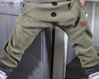 Rib Jersey Hose Pumphose Kinderhose oliv coole Hose Jogger Babyhose