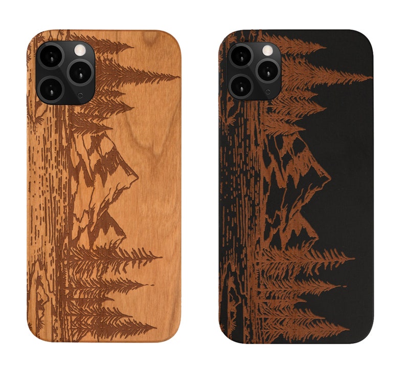 iphone 12 Landscape, Mountains, Tree Iphone Samsung 5 6 7 8 Plus X XR XSMAX XS Max  11 Pro Max 11 Pro  Engraved Wood Phone Case  Best Gift 