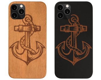 Anchor Iphone Wood Case Samsung Iphone 14 Plus X XR XSMAX XS Max 11 Pro Max 11 Pro iPhone 13 Pro Max Loved One Engarved Gift